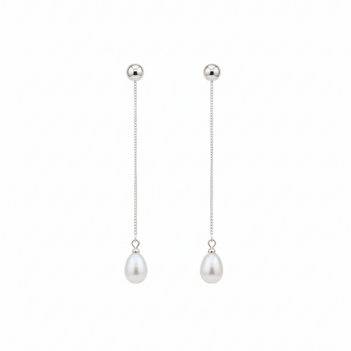 Aros Flores Perla Plata 925 - joya artesanal Nomada Soul, plata 925, piedra natural, hecho a mano en Bali - vista frontal