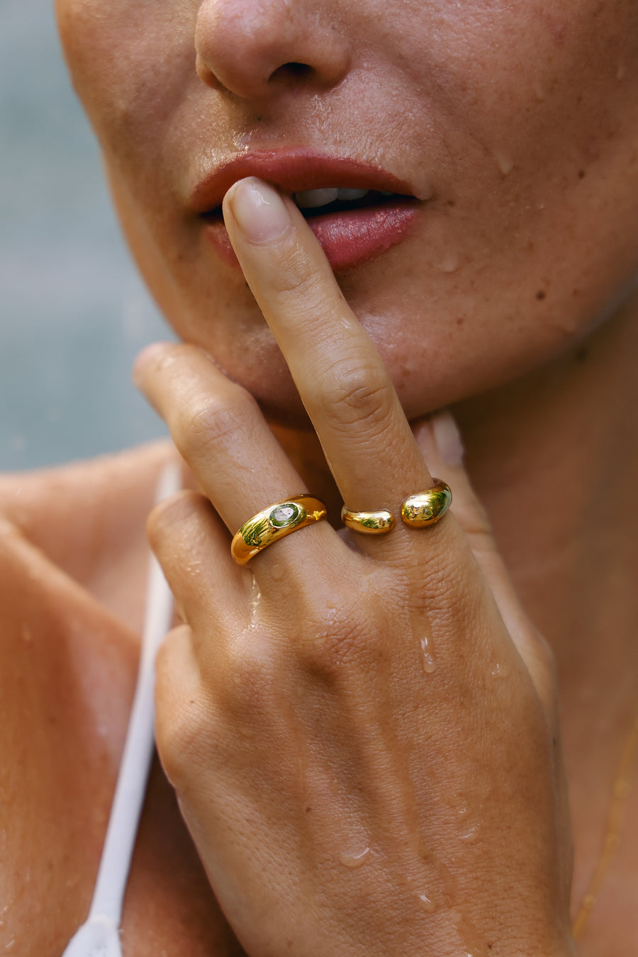 Joyas bañado en oro 22K piedra natural  diseño exclusivo elegante único hecho a mano joyería fina