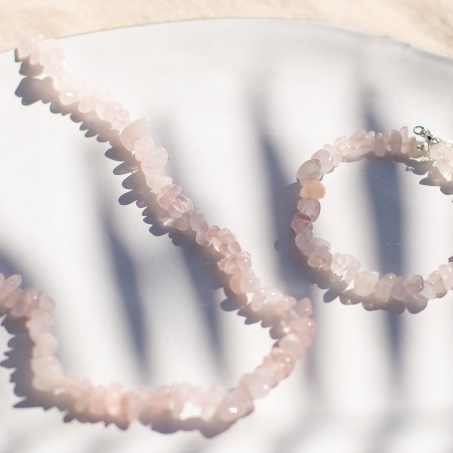Pack Maui Chocker + Pulsera Cuarzo Rosa