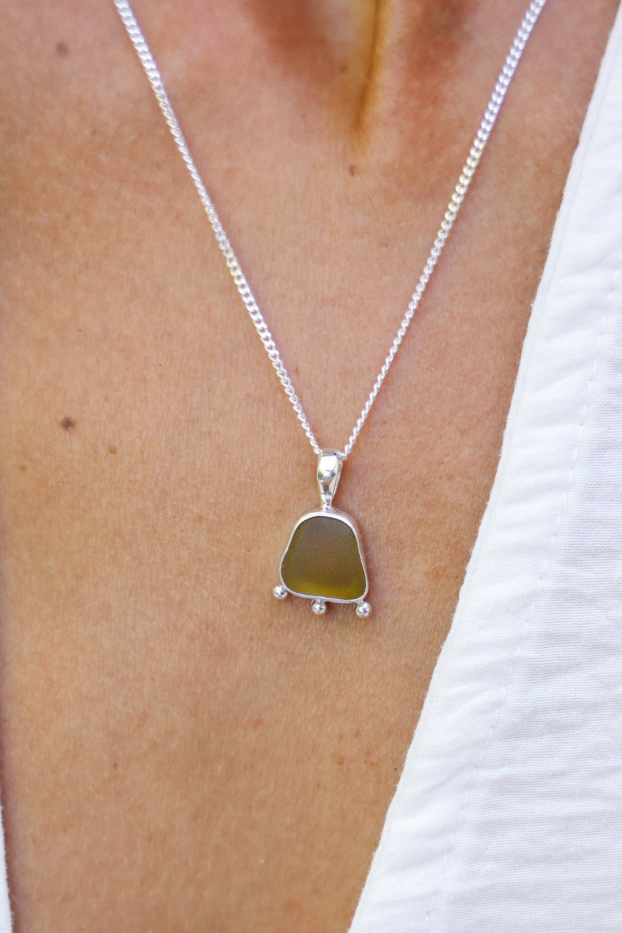 Collar plata 925 con sea glass diseño exclusivo elegante único