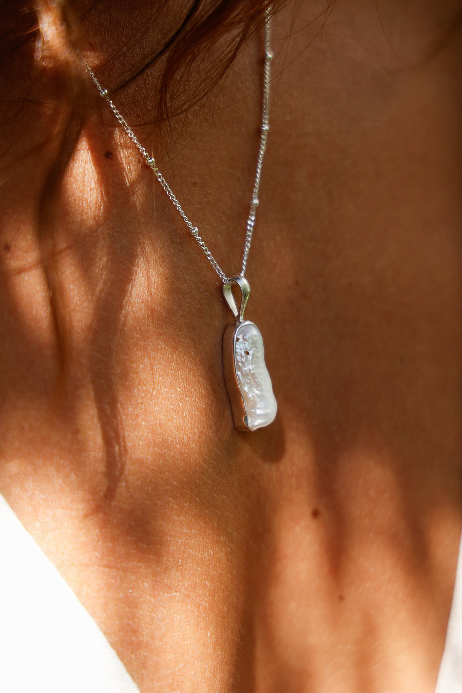 Joya hecha a mano Collar plata 925 con perla  natural  diseño exclusivo elegante único 
