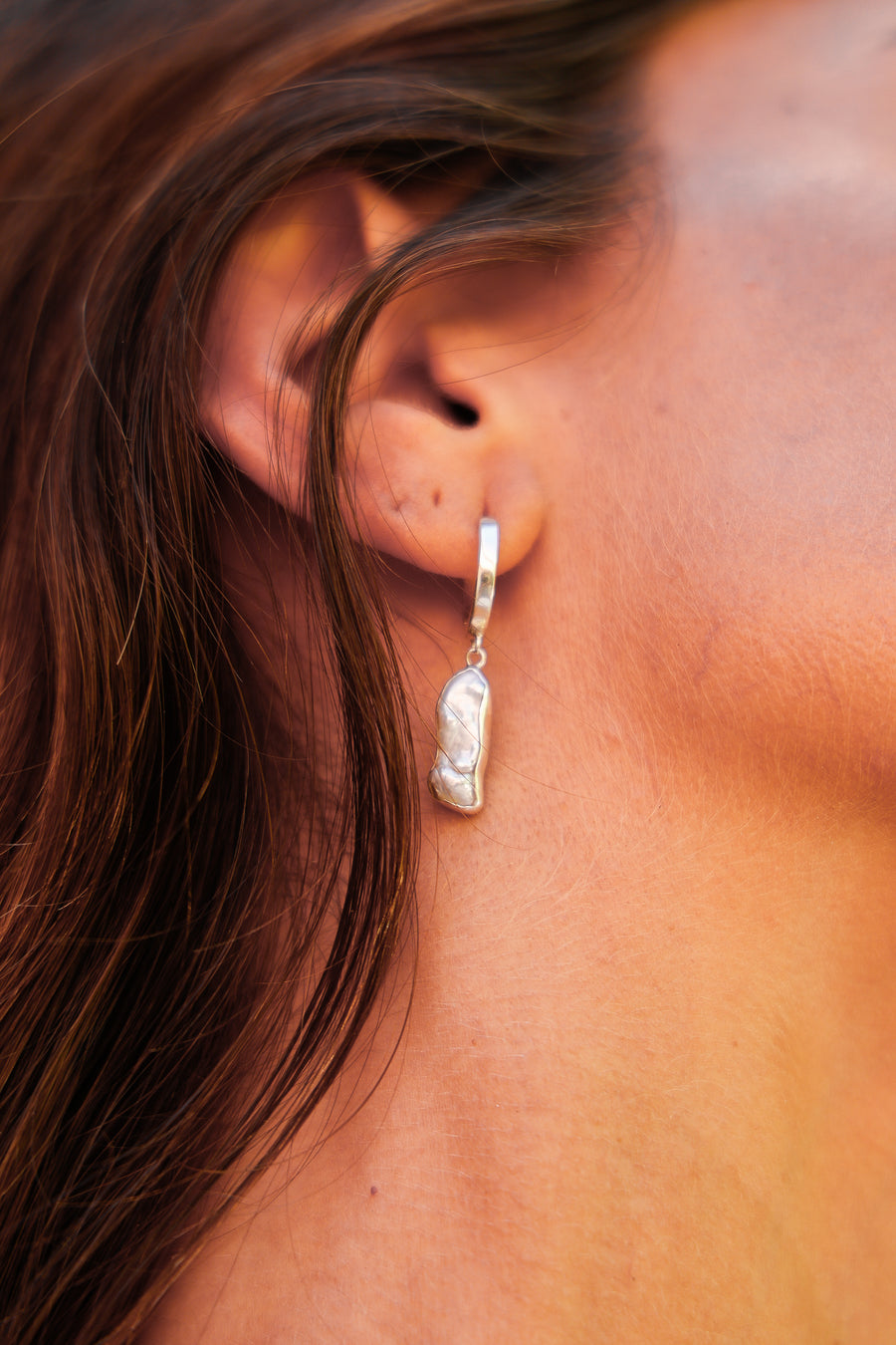 Aros argollas plata 925 con perlanatural diseño exclusivo
