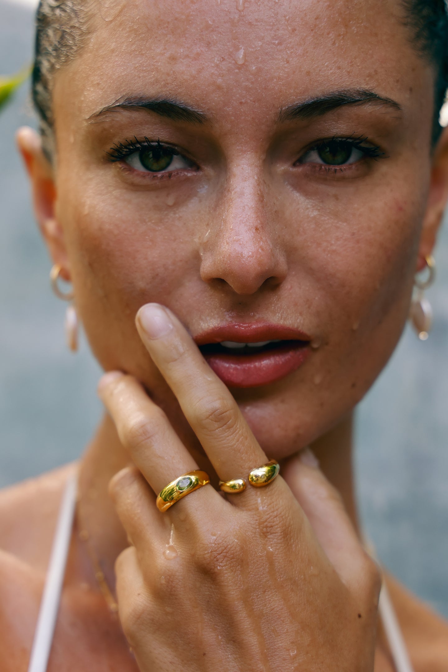 Joyas bañado en oro 22K piedra natural  diseño exclusivo elegante único hecho a mano joyería fina