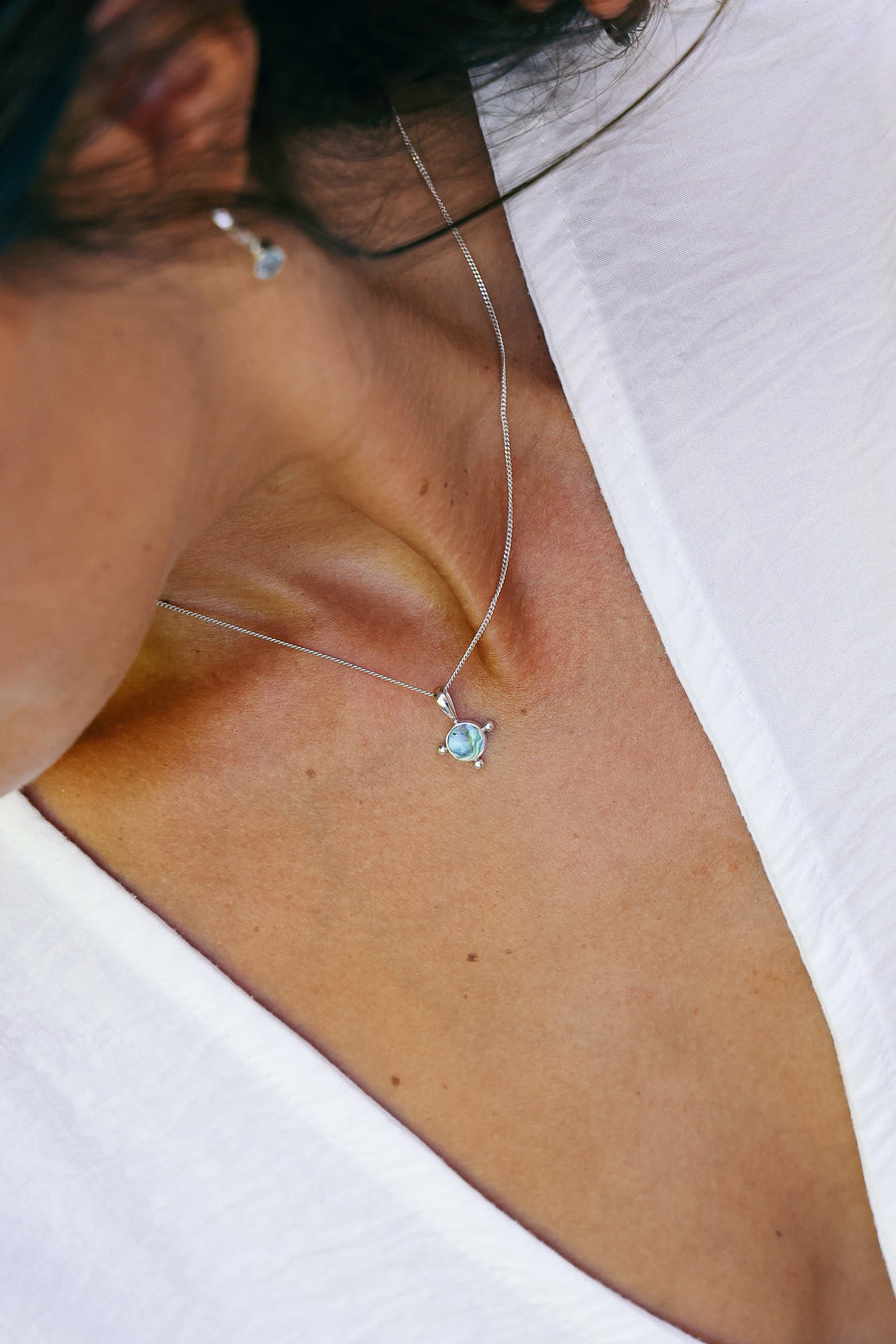Joya hecha a mano collar colgante punto de luz plata 925 piedra natural diseño exclusivo elegante único joyería fina