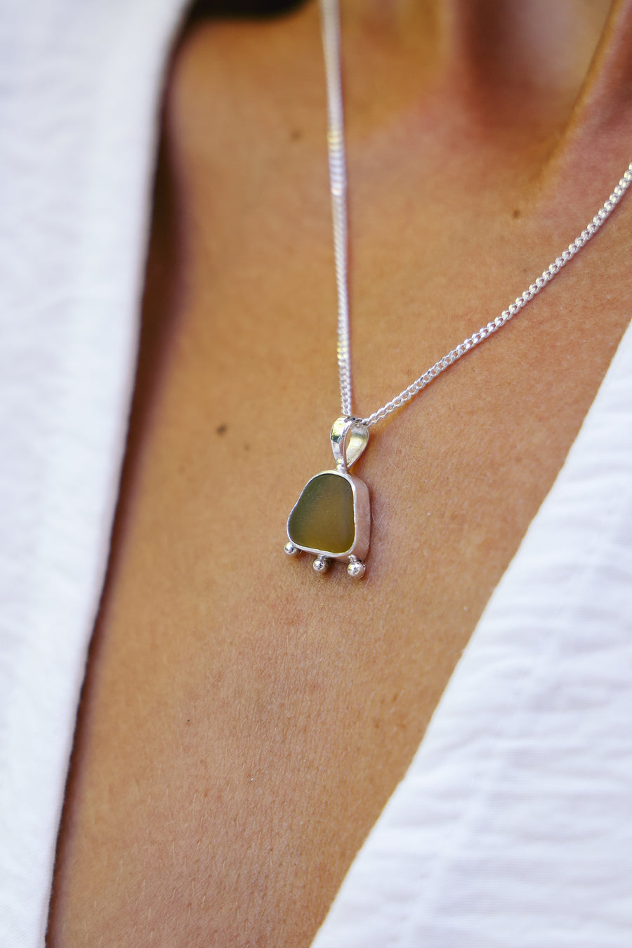 Collar plata 925 con sea glass diseño exclusivo elegante único