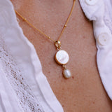 Cala Rossa Mother-of-Pearl and Natural Pearl Necklace - 14k Gold Plated